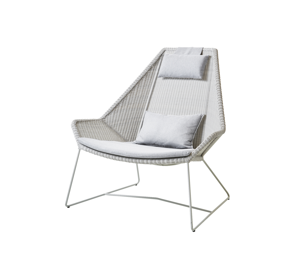 Cane-line Breeze highback stol – White grey, small round Weave / Light grey, Natté