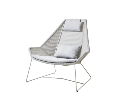 Cane-line Breeze highback stol – White grey, small round Weave / Light grey, Natté