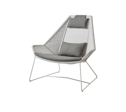 Cane-line Breeze highback stol – White grey, small round Weave / Taupe, Natté