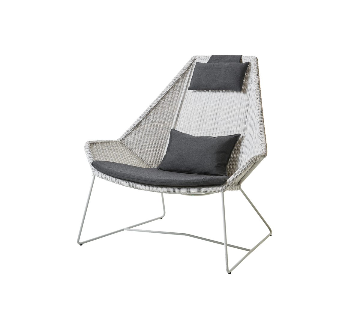 Cane-line Breeze highback stol – White grey, small round Weave / Black, Natté
