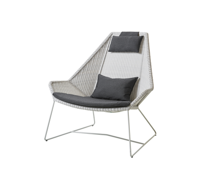 Cane-line Breeze highback stol – White grey, small round Weave / Black, Natté