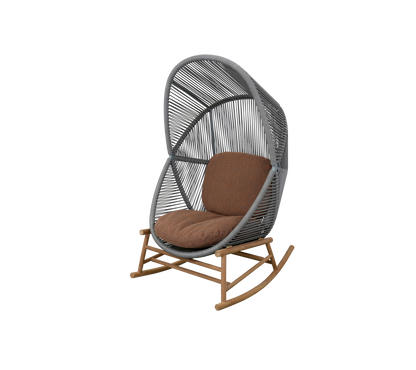 Cane-line Hive gyngestol, teak – Dusty green, small round core Weave / Teak / Umber brown, Rise m/QuickDry & Airflow