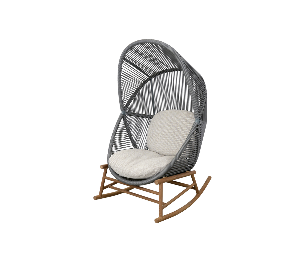 Cane-line Hive gyngestol, teak – Dusty green, small round core Weave / Teak / Desert sand, Rise m/QuickDry & Airflow