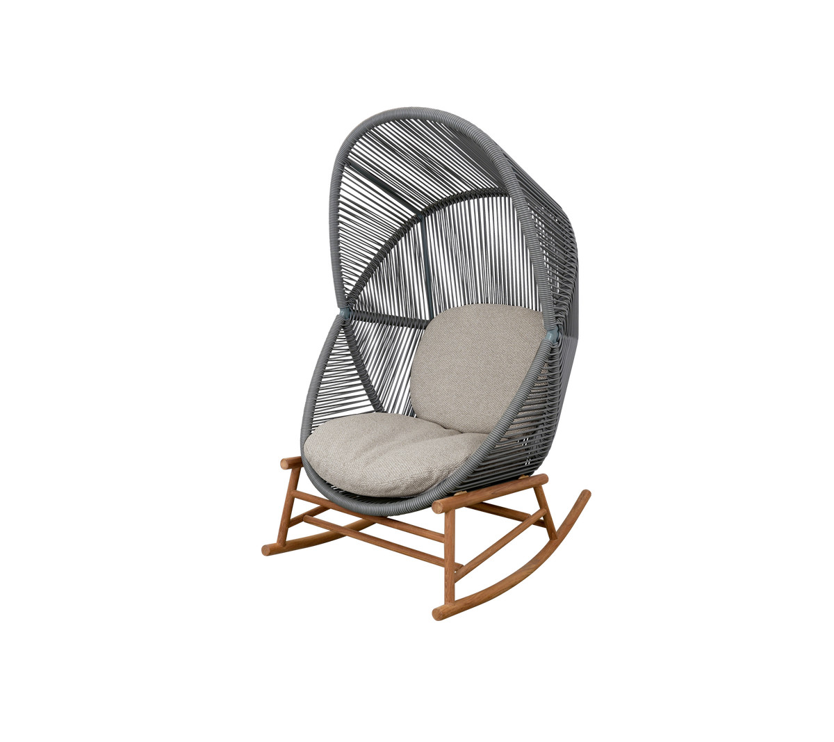 Cane-line Hive gyngestol, teak – Dusty green, small round core Weave / Teak / Light brown, Rise m/QuickDry & Airflow