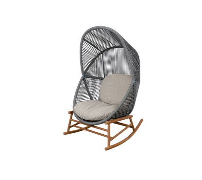 Cane-line Hive gyngestol, teak – Dusty green, small round core Weave / Teak / Light brown, Rise m/QuickDry & Airflow