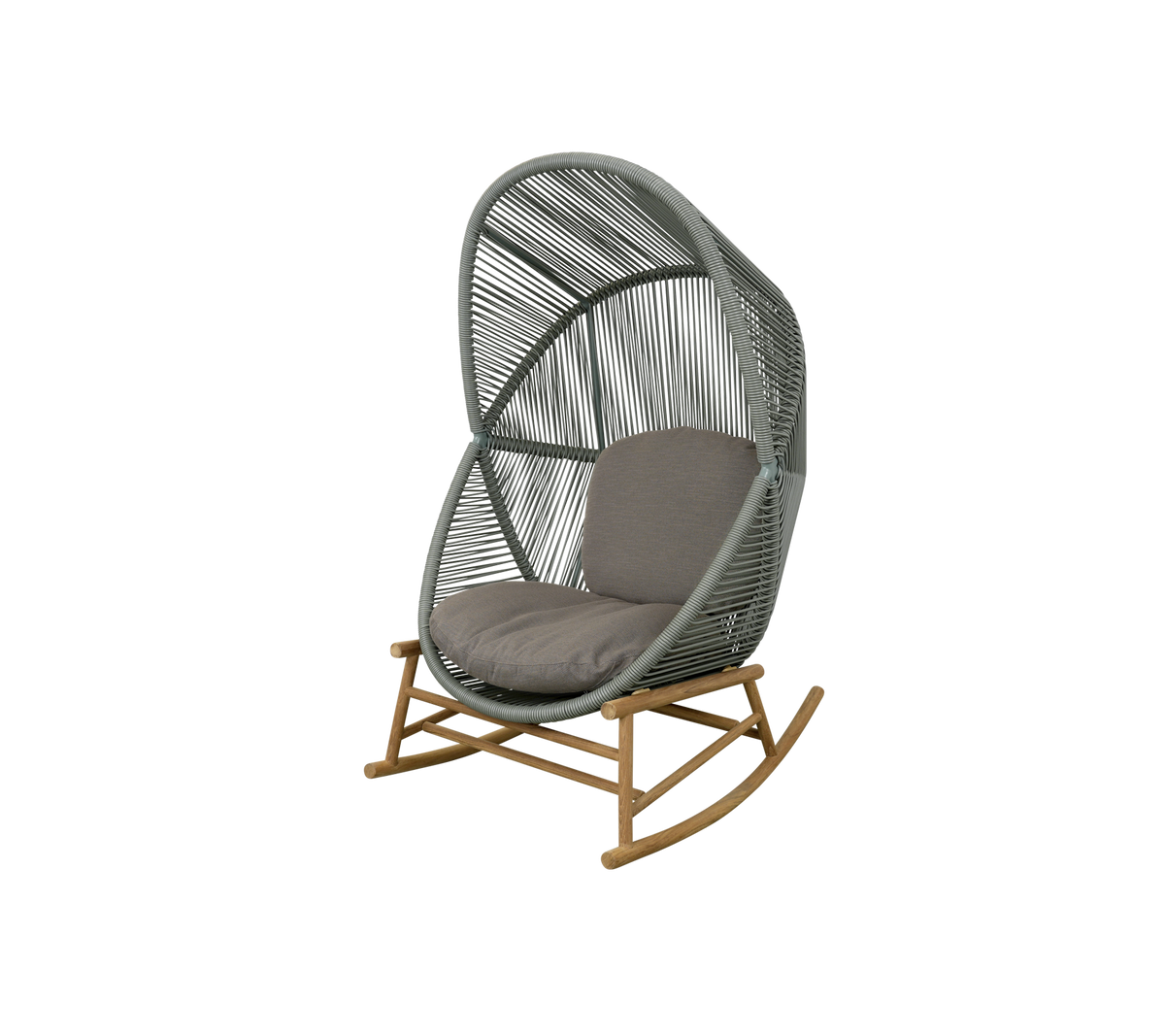 Cane-line Hive gyngestol, teak – Dusty green, small round core Weave / Teak / Taupe, AirTouch m/QuickDry & Airflow