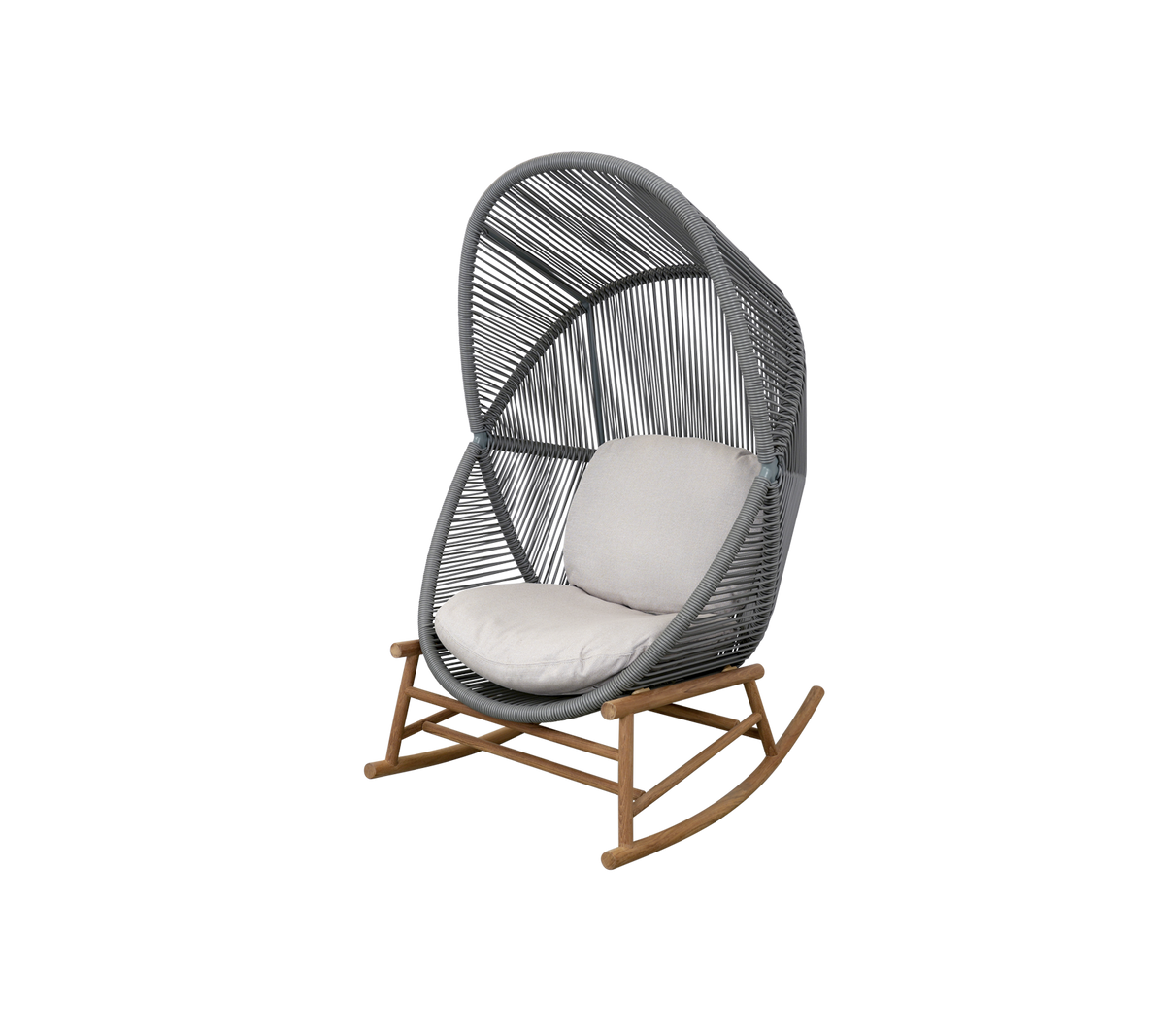 Cane-line Hive gyngestol, teak – Dusty green, small round core Weave / Teak / Sand, AirTouch m/QuickDry & Airflow