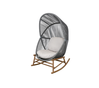 Cane-line Hive gyngestol, teak – Dusty green, small round core Weave / Teak / Sand, AirTouch m/QuickDry & Airflow