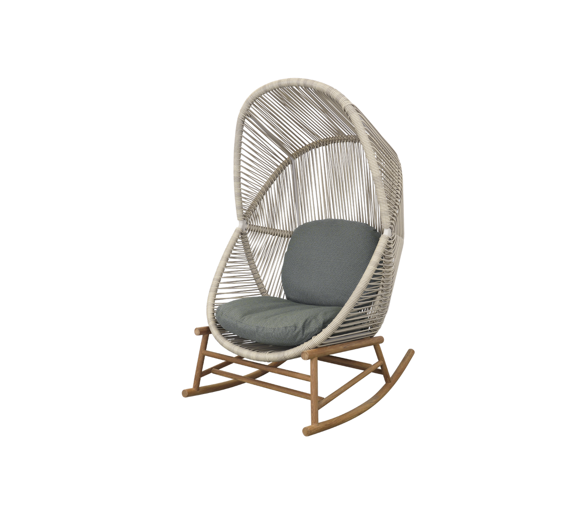 Cane-line Hive gyngestol, teak – Sand, small round core Weave / Teak / Light green, Link m/QuickDry & Airflow