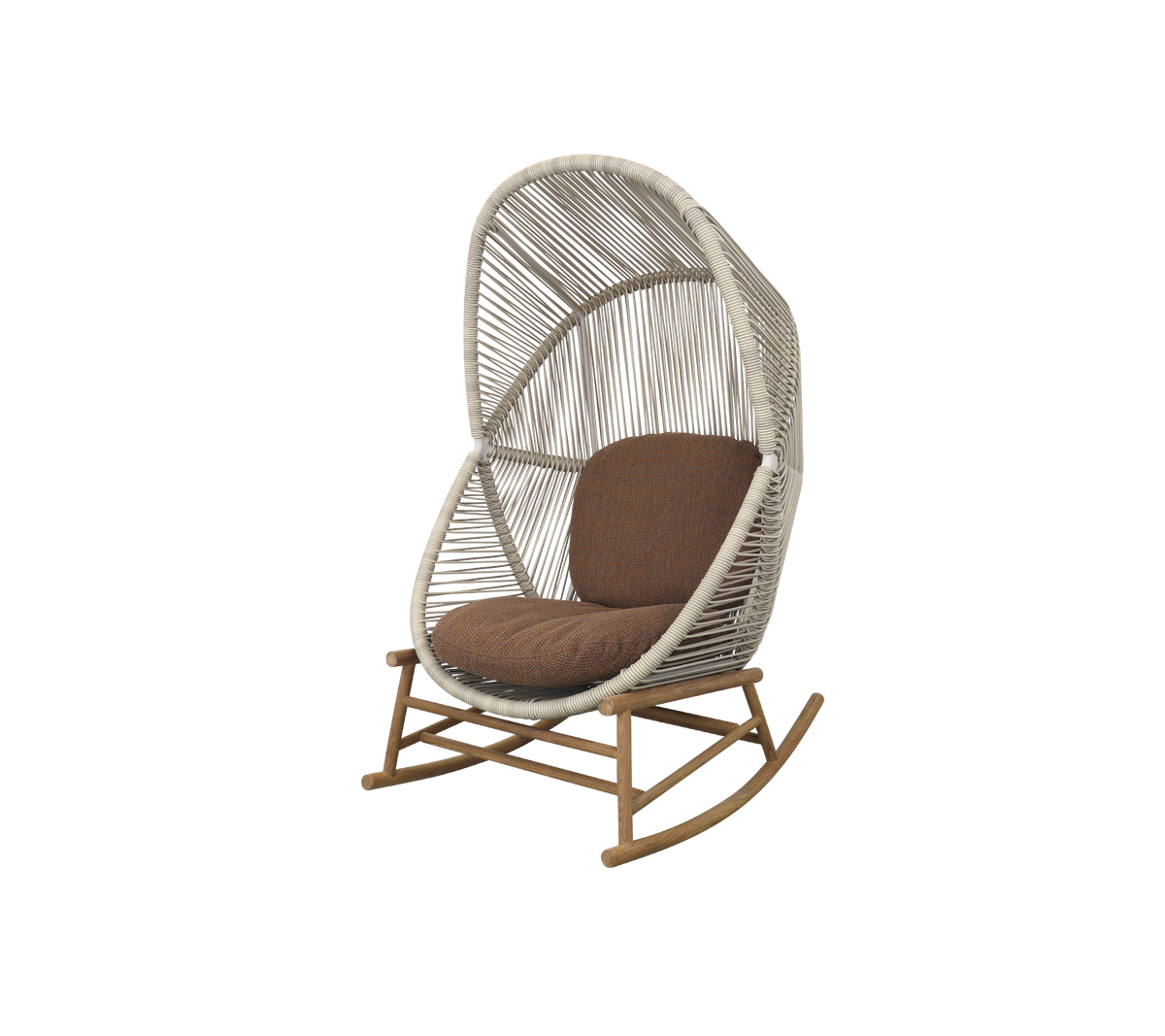 Cane-line Hive gyngestol, teak – Sand, small round core Weave / Teak / Umber brown, Rise m/QuickDry & Airflow