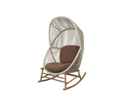 Cane-line Hive gyngestol, teak – Sand, small round core Weave / Teak / Umber brown, Rise m/QuickDry & Airflow
