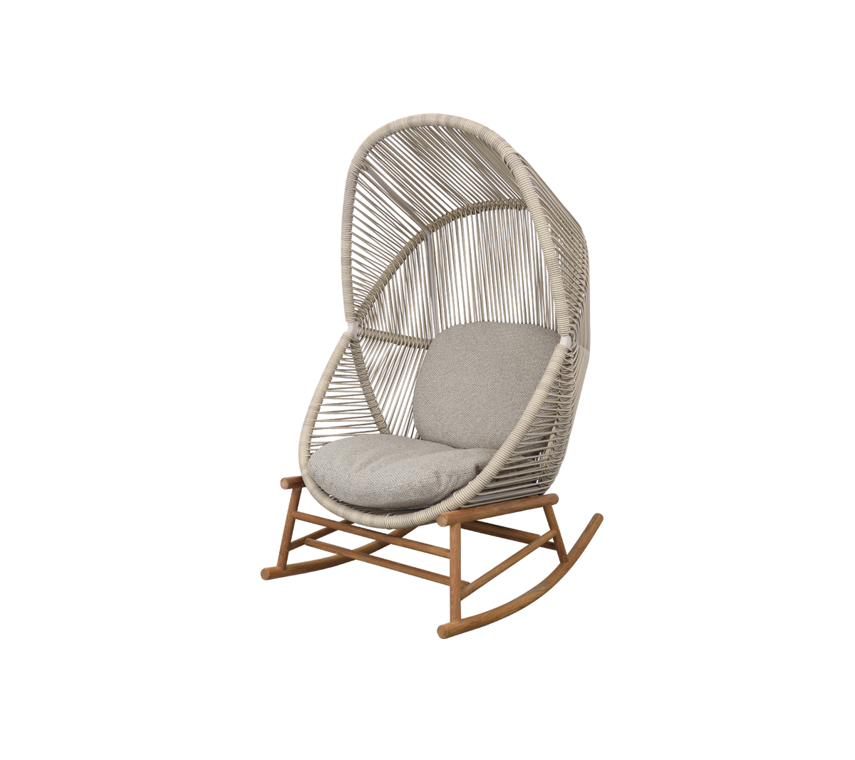 Cane-line Hive gyngestol, teak – Sand, small round core Weave / Teak / Light brown, Rise m/QuickDry & Airflow