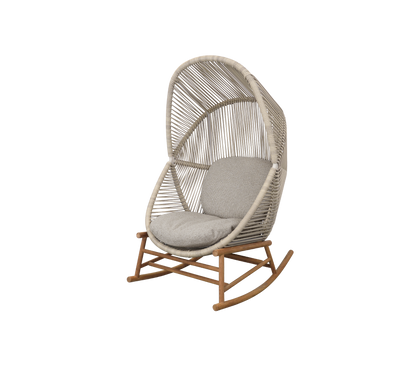 Cane-line Hive gyngestol, teak – Sand, small round core Weave / Teak / Light brown, Rise m/QuickDry & Airflow