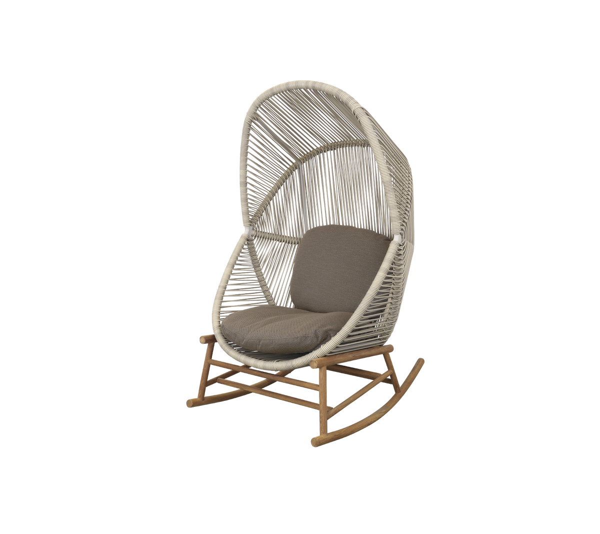 Cane-line Hive gyngestol, teak – Sand, small round core Weave / Teak / Taupe, AirTouch m/QuickDry & Airflow