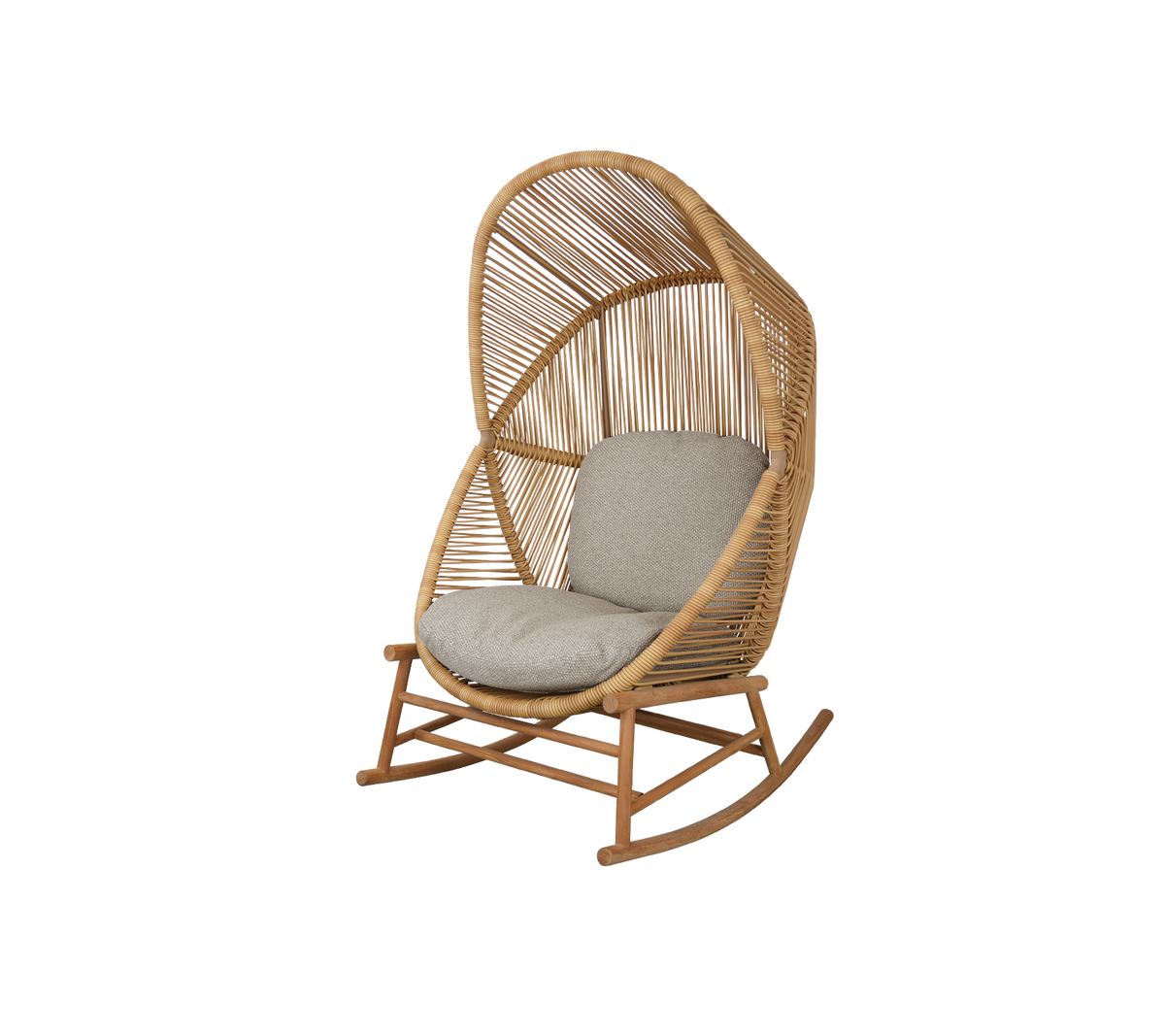 Cane-line Hive gyngestol, teak – Natural, small round core Weave / Teak / Light brown, Rise m/QuickDry & Airflow