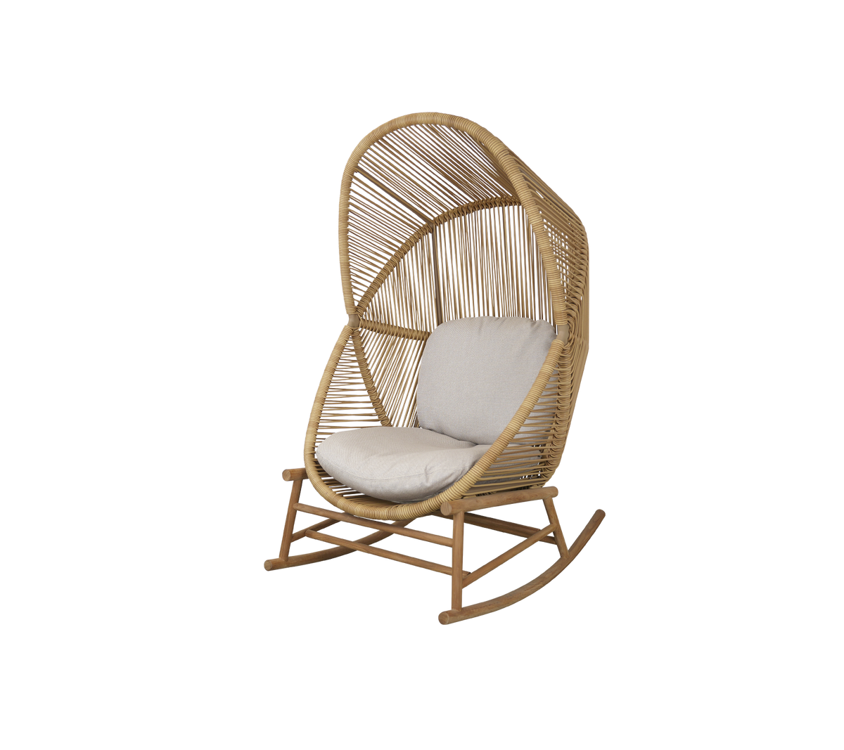 Cane-line Hive gyngestol, teak – Natural, small round core Weave / Teak / Sand, AirTouch m/QuickDry & Airflow