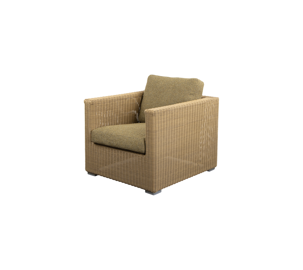 Cane-line Chester loungestol – Natural, large round Weave / Turmeric yellow, Rise m/QuickDry & Airflow