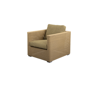Cane-line Chester loungestol – Natural, large round Weave / Turmeric yellow, Rise m/QuickDry & Airflow