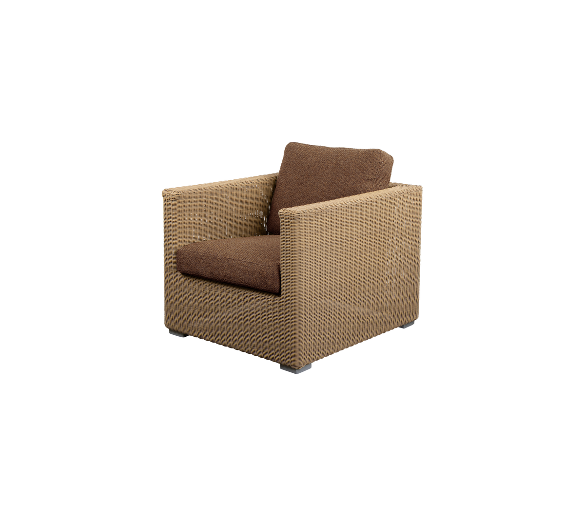 Cane-line Chester loungestol – Natural, large round Weave / Umber brown, Rise m/QuickDry & Airflow