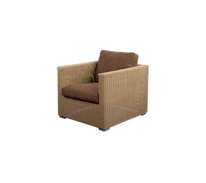 Cane-line Chester loungestol – Natural, large round Weave / Umber brown, Rise m/QuickDry & Airflow
