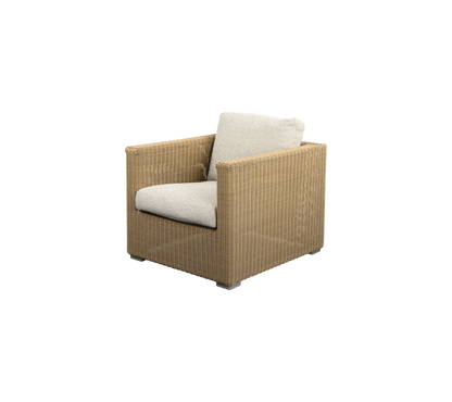 Cane-line Chester loungestol – Natural, large round Weave / Desert sand, Rise m/QuickDry & Airflow