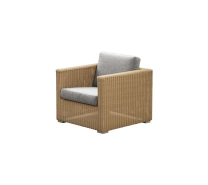 Cane-line Chester loungestol – Natural, large round Weave / Light grey, Natté m/QuickDry & Airflow