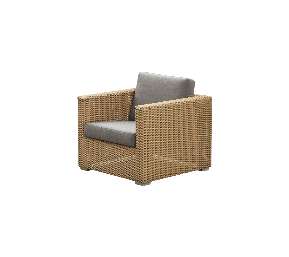 Cane-line Chester loungestol – Natural, large round Weave / Taupe, Natté m/QuickDry & Airflow