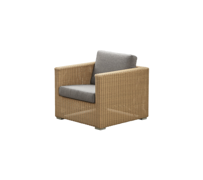 Cane-line Chester loungestol – Natural, large round Weave / Taupe, Natté m/QuickDry & Airflow