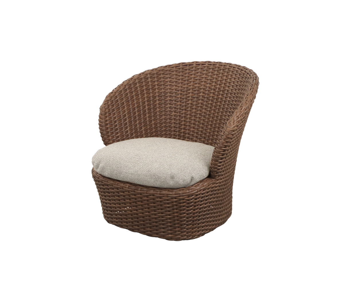 Cane-line Coast loungestol med svingbart understell – Umber brown, large flat peel Weave / Desert sand, Rise m/QuickDry & Airflow