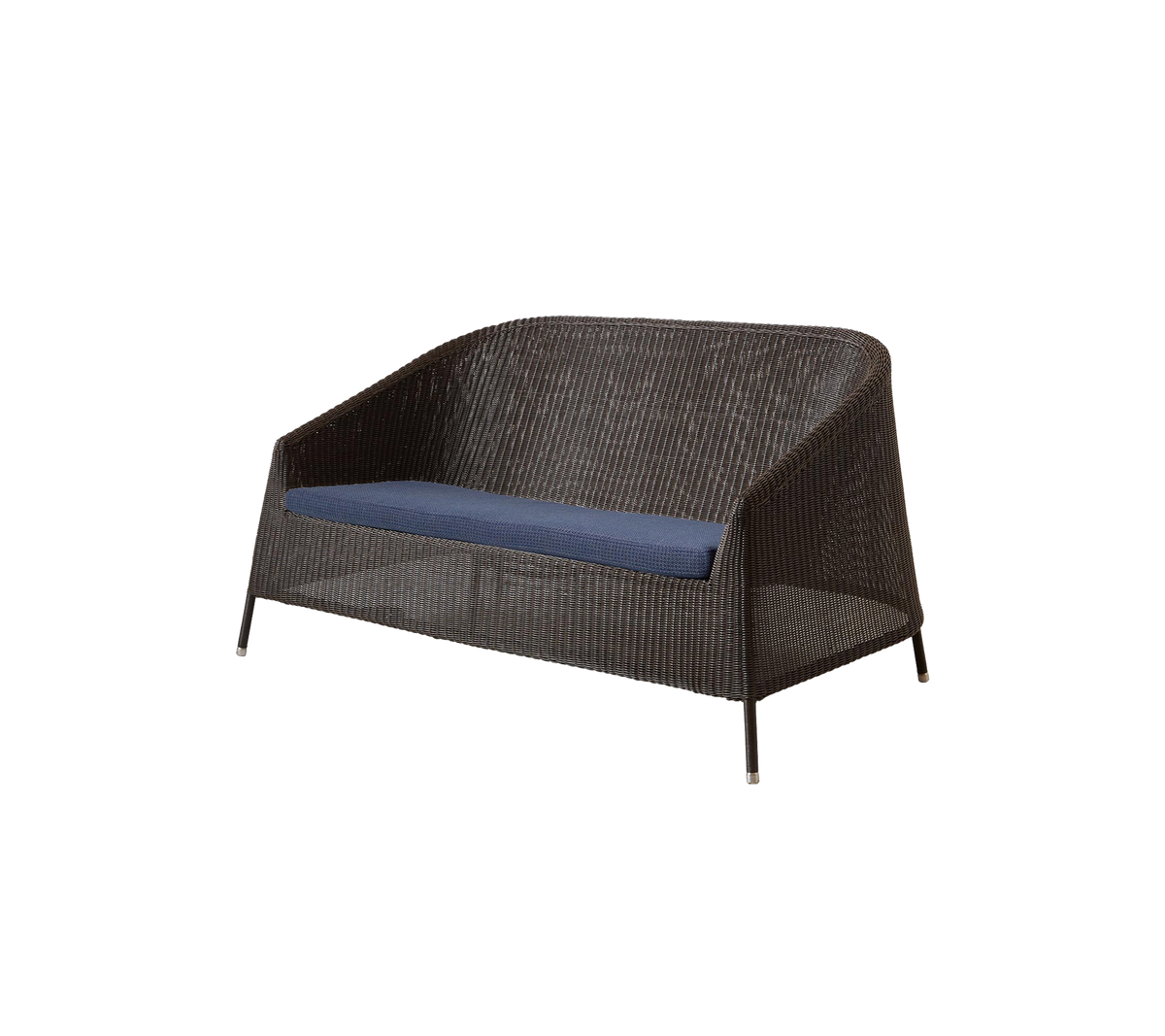 Cane-line Kingston 2-seter sofa – Mocca, small round Weave / Blue, Link m/QuickDry & Airflow