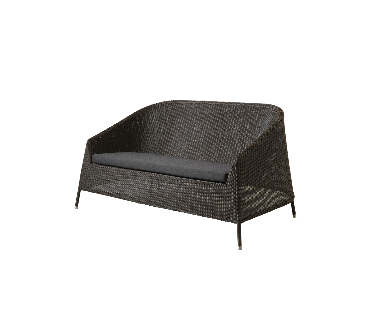 Cane-line Kingston 2-seter sofa – Mocca, small round Weave / Black, Natté m/QuickDry & Airflow