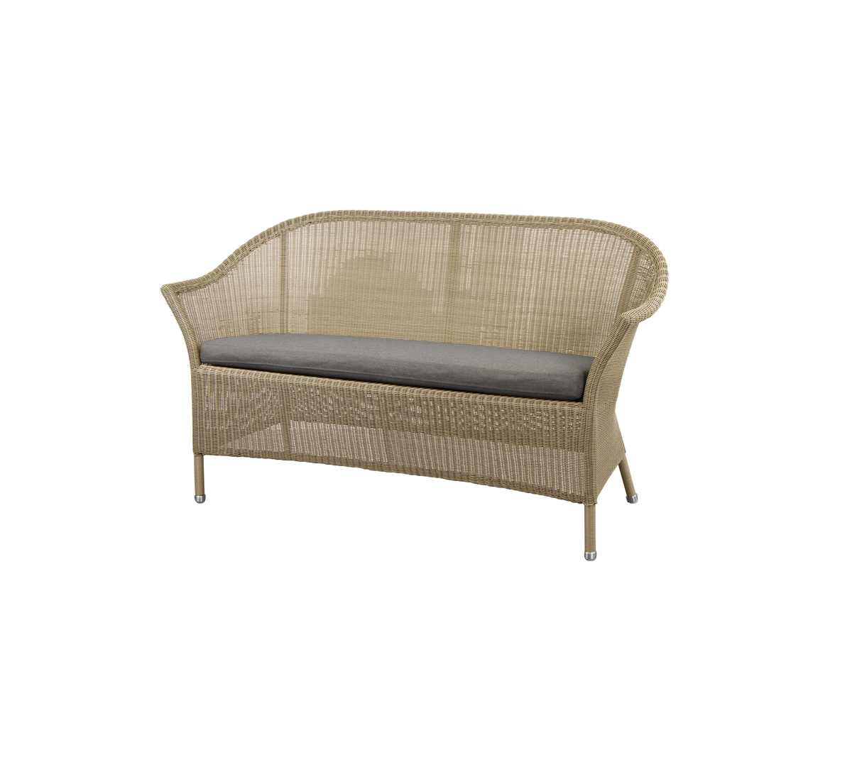 Cane-line Lansing 2-seter sofa – Natural, small round Weave / Taupe, Natté / Uten ryggputer