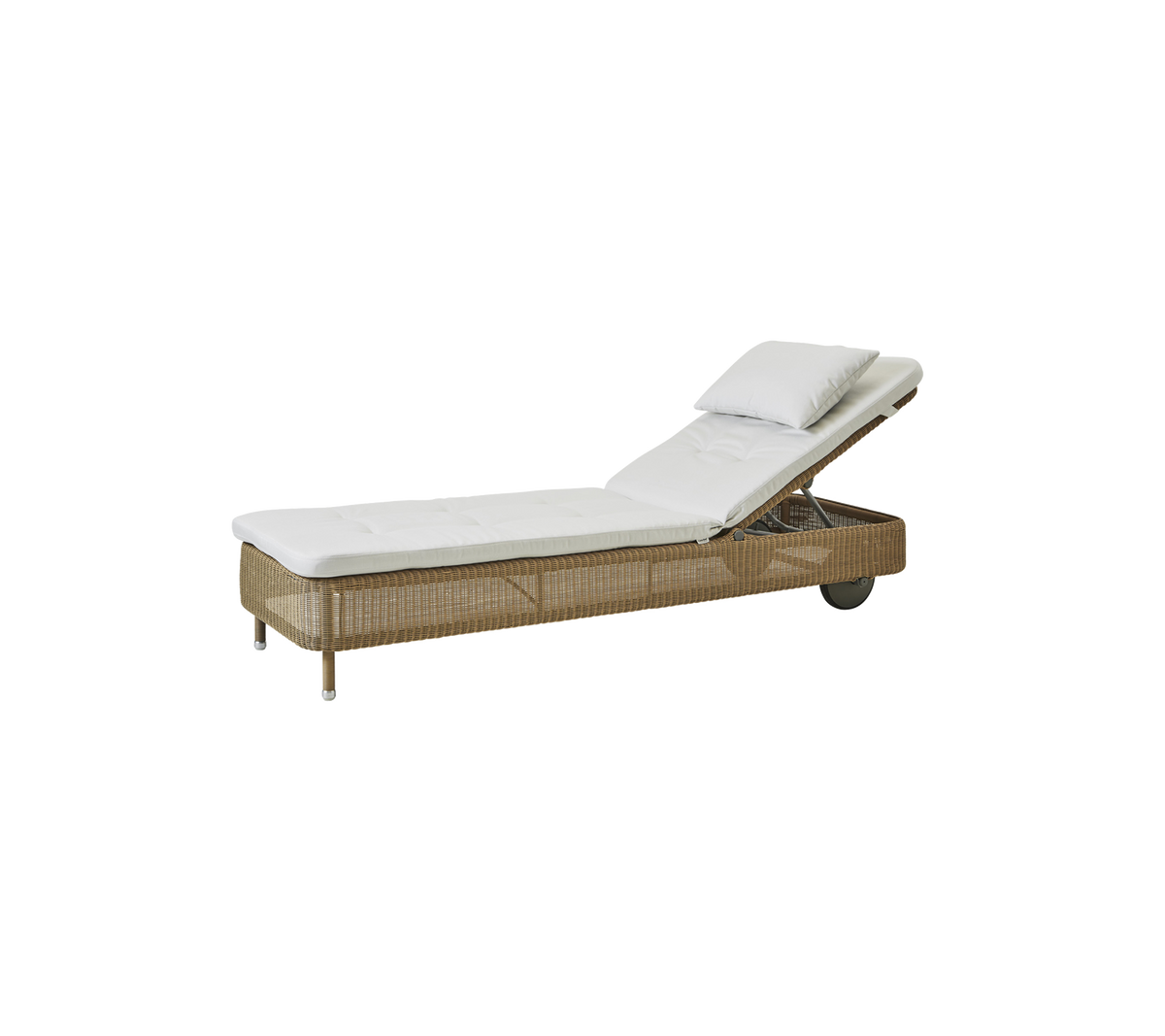 Cane-line Presley solseng – Natural, small round Weave / White, Natté m/QuickDry & Airflow