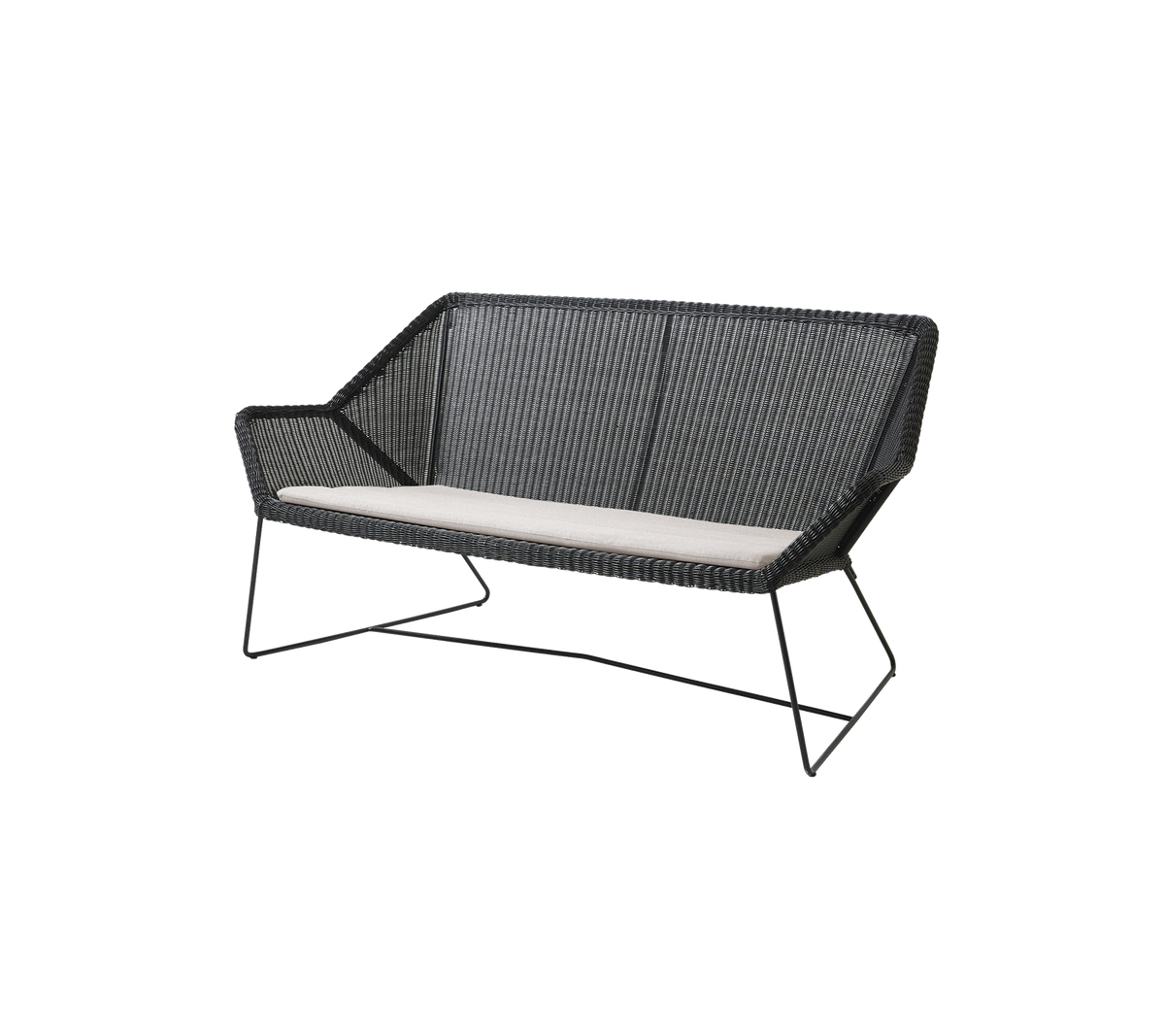 Cane-line Breeze 2-seter sofa – Black, small round Weave / Sand, Natté