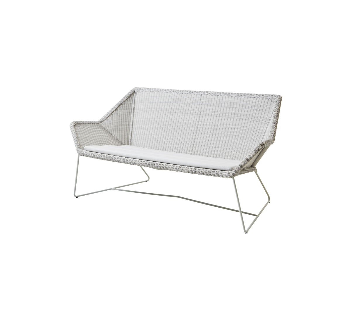 Cane-line Breeze 2-seter sofa – White grey, small round Weave / White, Natté