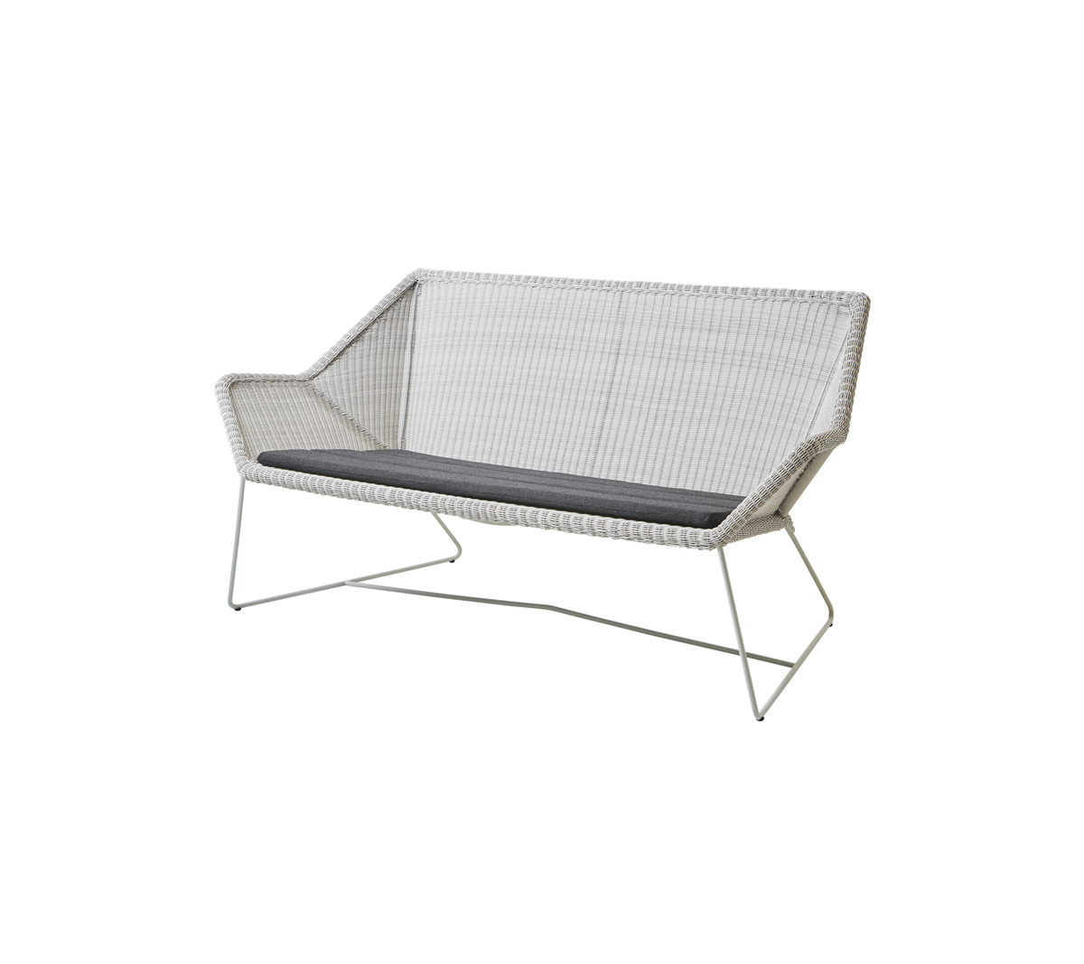 Cane-line Breeze 2-seter sofa – White grey, small round Weave / Black, Natté
