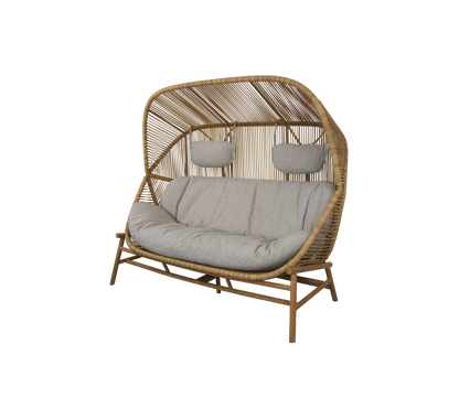 Cane-line Hive 2-seter sofa, teak – Natural, small round core Weave / Teak / Light brown, Rise m/QuickDry & Airflow