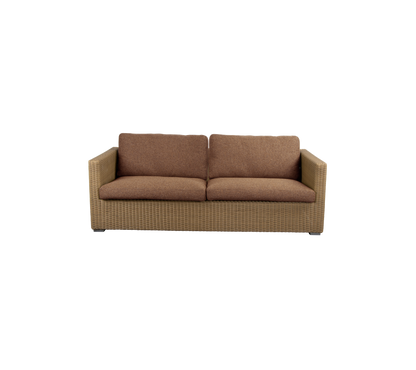 Cane-line Chester 3-seter sofa – Natural, large round Weave / Umber brown, Rise m/QuickDry & Airflow