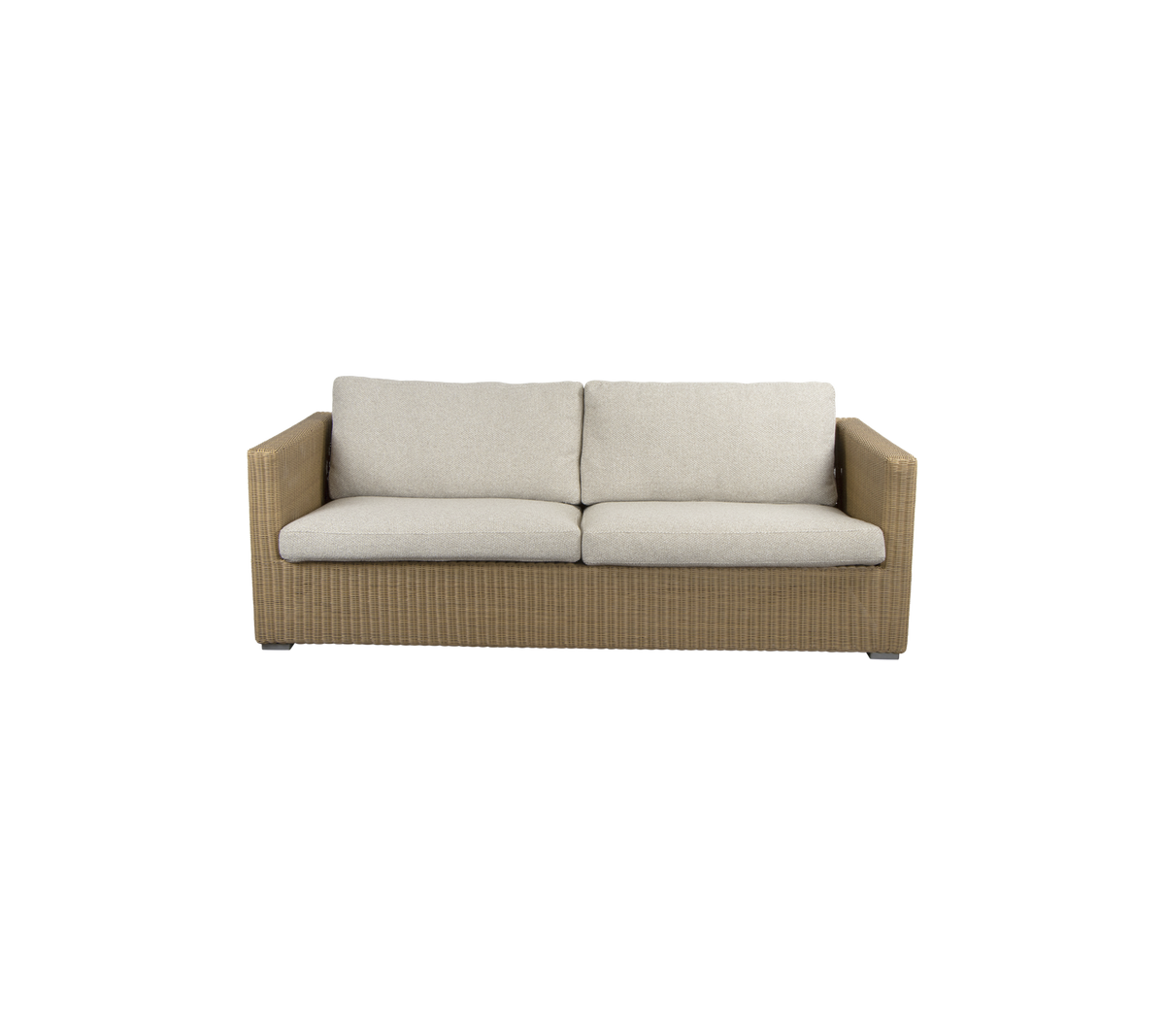 Cane-line Chester 3-seter sofa – Natural, large round Weave / Desert sand, Rise m/QuickDry & Airflow