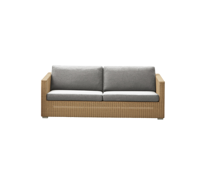 Cane-line Chester 3-seter sofa – Natural, large round Weave / Light grey, Natté m/QuickDry & Airflow