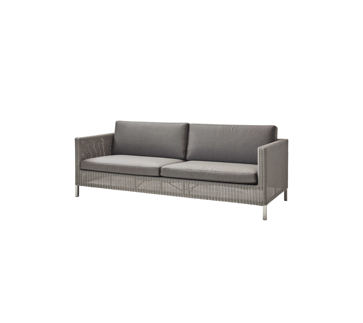 Cane-line Connect 3-seter sofa – Taupe, large round Weave / Taupe, Natté m/QuickDry & Airflow