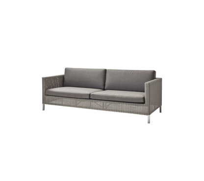 Cane-line Connect 3-seter sofa – Taupe, large round Weave / Taupe, Natté m/QuickDry & Airflow