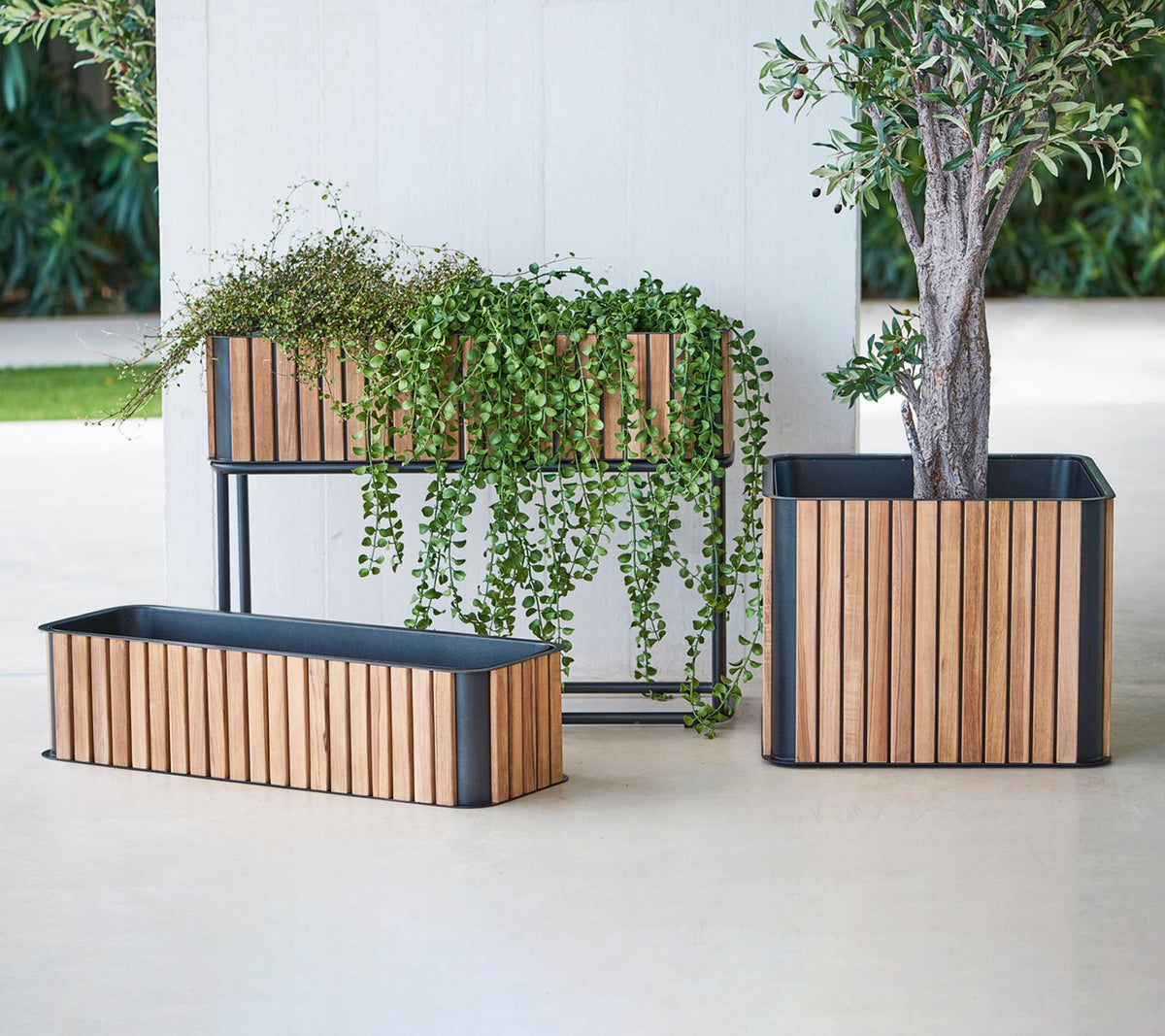 Cane-line Combine plantekasse rektangulær 83×28×62 cm, inkl. understell