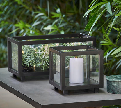 Cane-line Lightbox lanterne liten, lava grey aluminium – miljøbilde 1