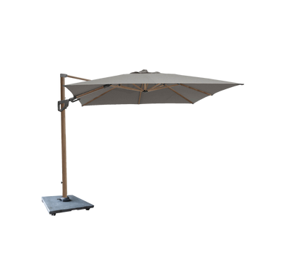 Cane-line Hyde Luxe parasoll 3×3 m m/tilt – Aluminium i trelook m/Taupe duk / Hyde Luxe parasollfot m/hjul – matt grey, granitt
