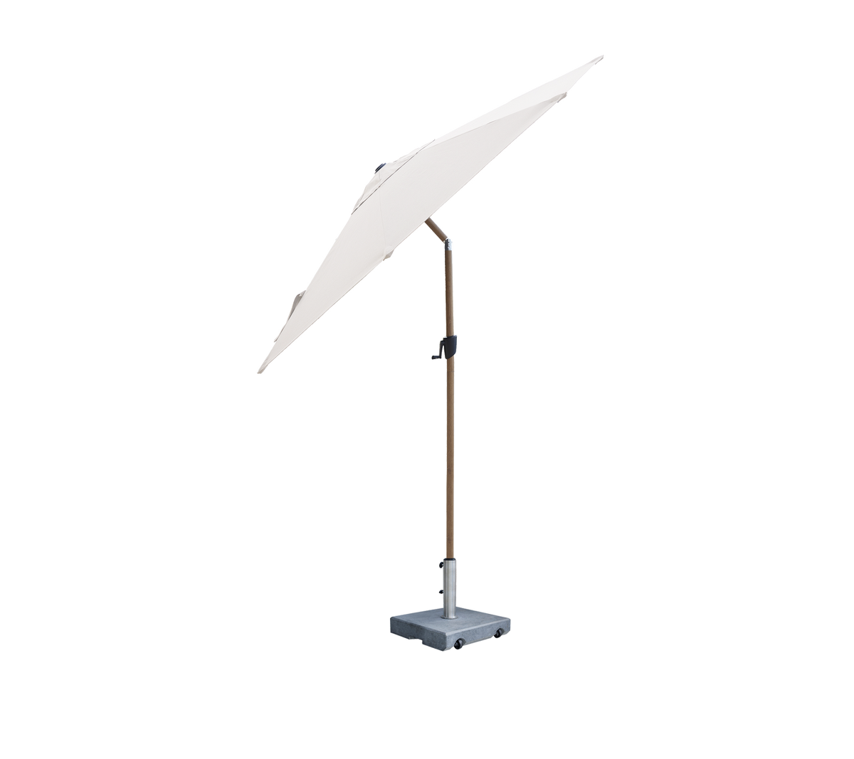 Cane-line Sunshade parasoll med tilt Ø 3 m – Aluminium m/Dusty white duk, wood look / Matt grey, granitt