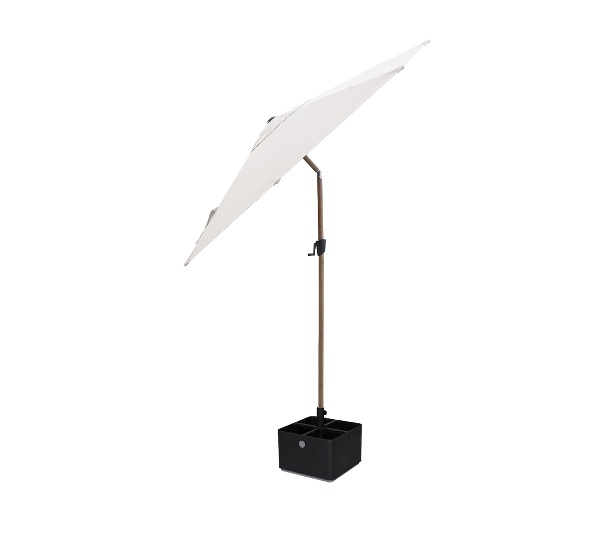 Cane-line Sunshade parasoll med tilt Ø 3 m – Aluminium m/Dusty white duk, wood look / Lava grey/light grey, aluminium