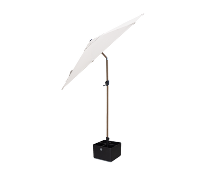 Cane-line Sunshade parasoll med tilt Ø 3 m – Aluminium m/Dusty white duk, wood look / Lava grey/light grey, aluminium