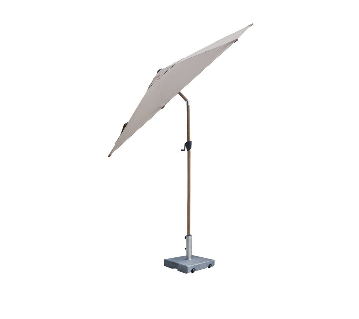 Cane-line Sunshade parasoll med tilt Ø 3 m – Aluminium m/Taupe duk, wood look / Matt grey, granitt