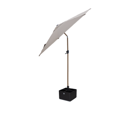 Cane-line Sunshade parasoll med tilt Ø 3 m – Aluminium m/Taupe duk, wood look / Lava grey/light grey, aluminium
